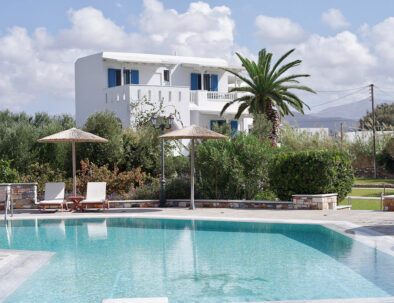 pool view with the hotel in the background